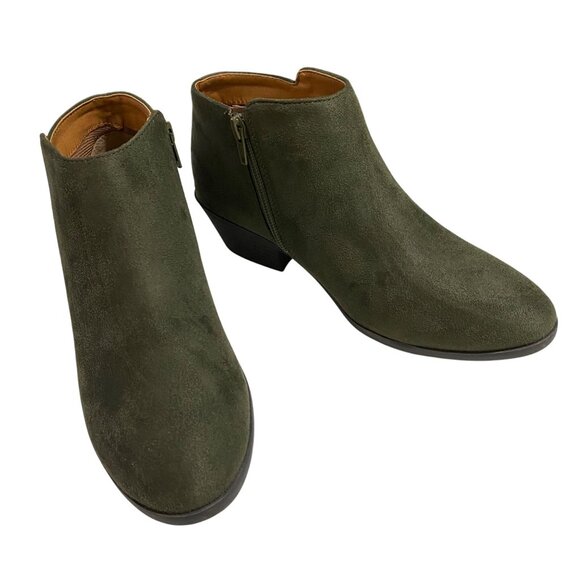 Soda Shoes - Soda Faux Suede Booties Womens Size 7 Khaki Green Western Boho Hippie Earthy